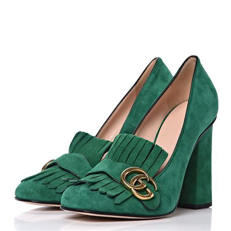 gucci suede loafer heels|Gucci high heel loafers.